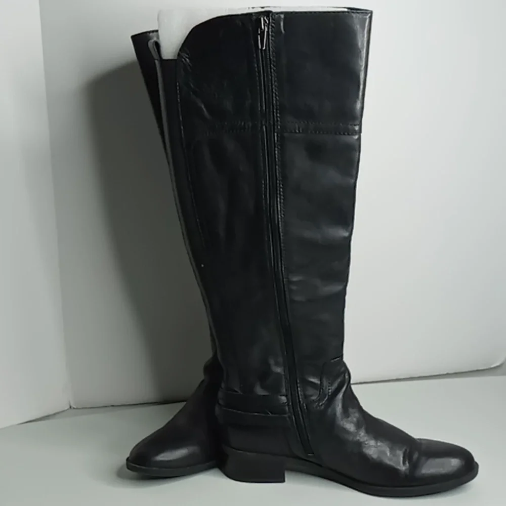 Audrey Brooke Black Knee-High Leather Boots - sz 8.5M